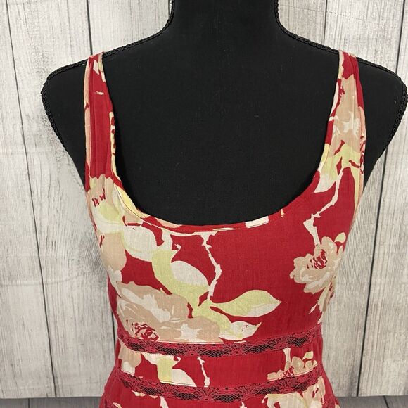 Intimately Free People Women's Small Red Floral Lace Trapeze Mini Dress - Picture 2 of 6